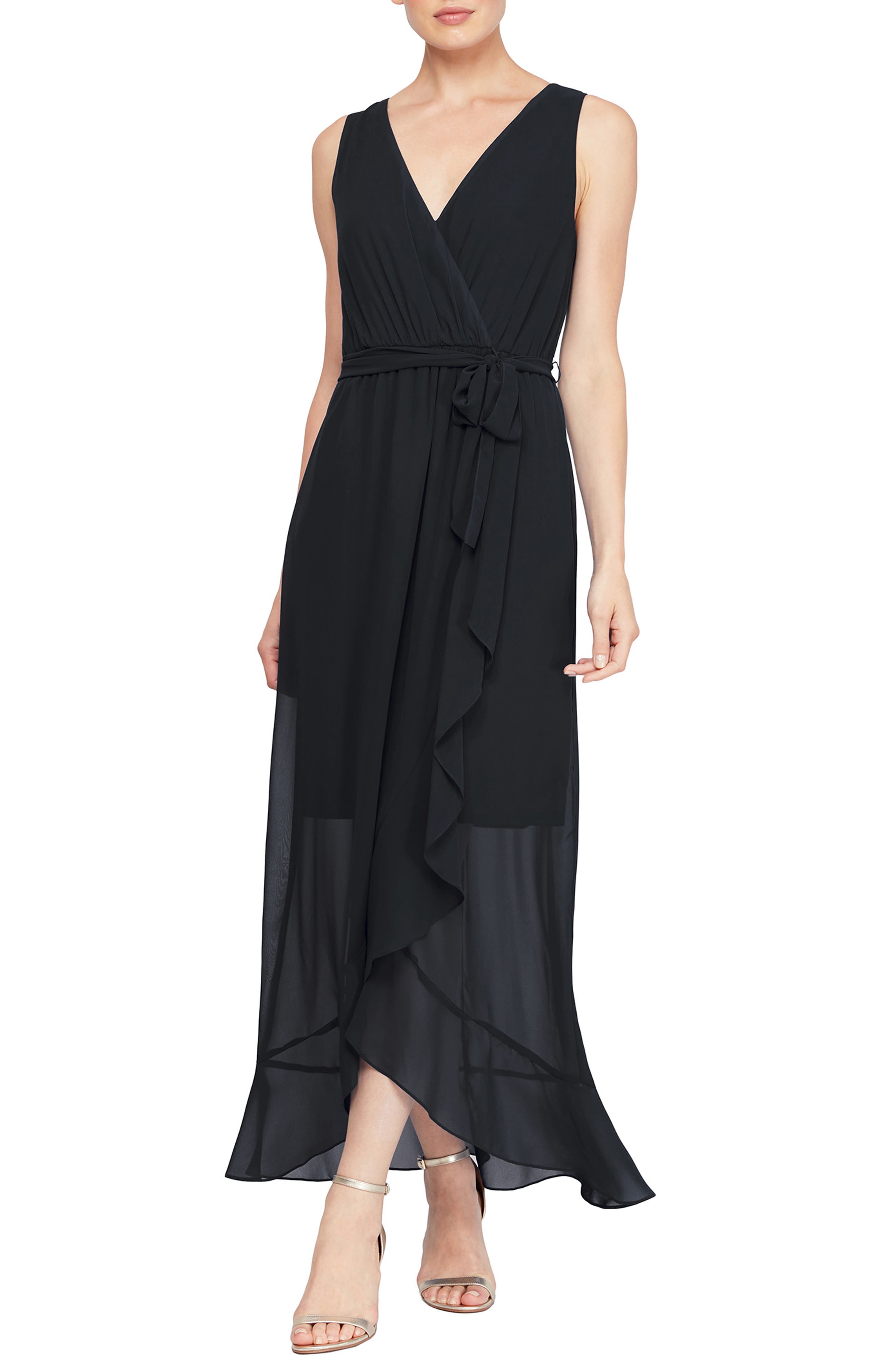 SL FASHIONS Ruffle Sleeveless Wrap Dress | Nordstrom